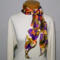 This shows the beautiful vibrant colors and the look when tied at the neck.